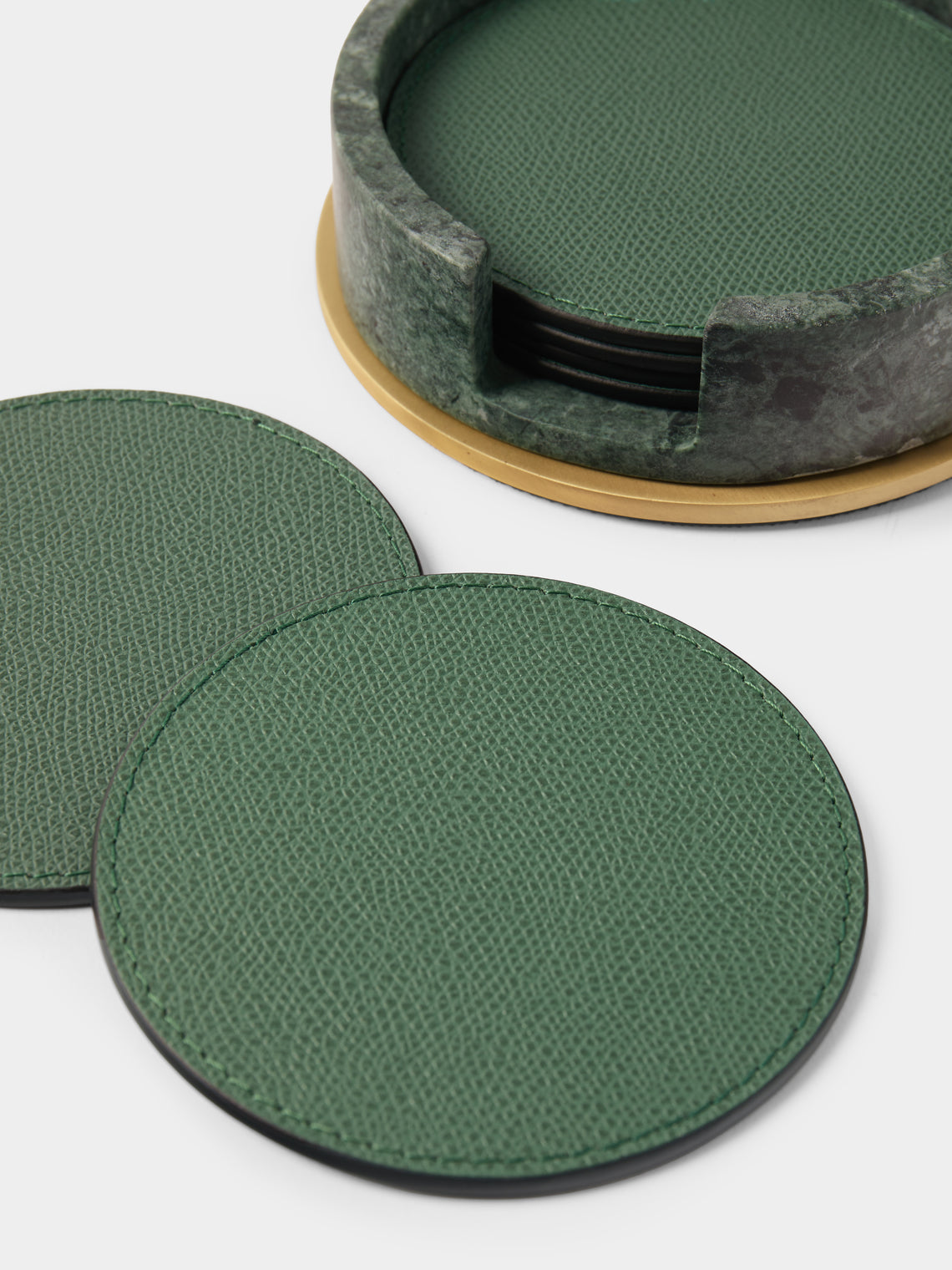 Giobagnara - Positano Marble Coasters with Holder (Set of 6) - Green - ABASK
