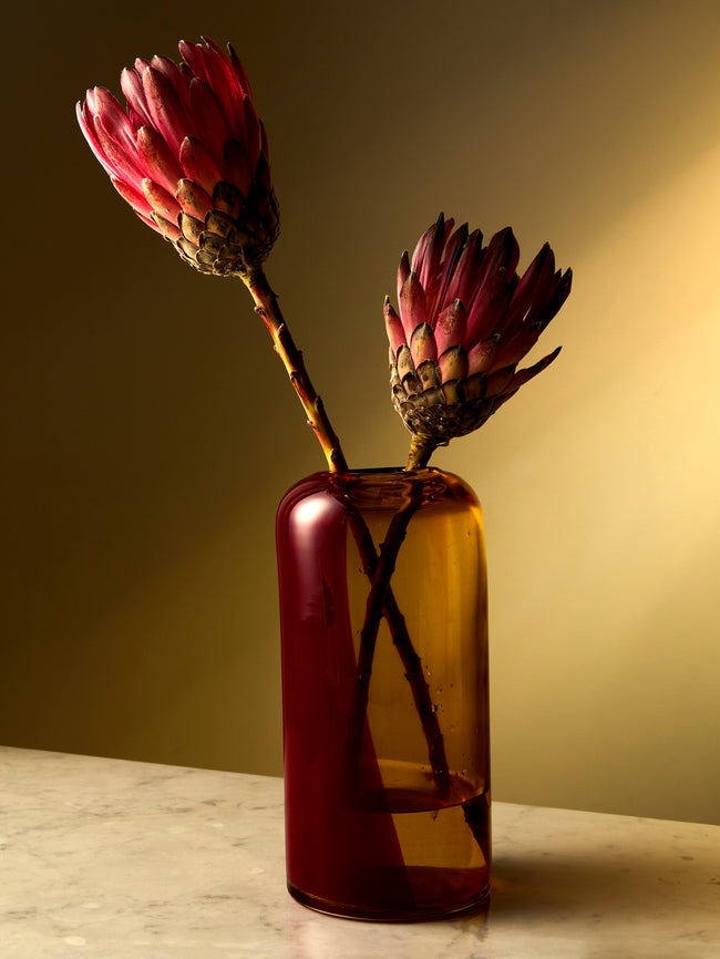 Antique and Vintage - 1960s Sommerso Murano Glass Vase (10in/25cm) - Red - ABASK