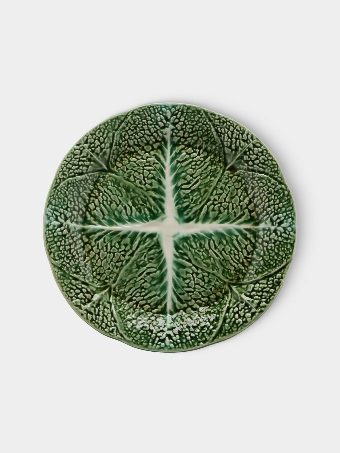 Antique and Vintage - Mid-Century Cabbage Majolica Ceramic Dinner Plates – 10.5in/27cm (Set of 8) - Green - ABASK