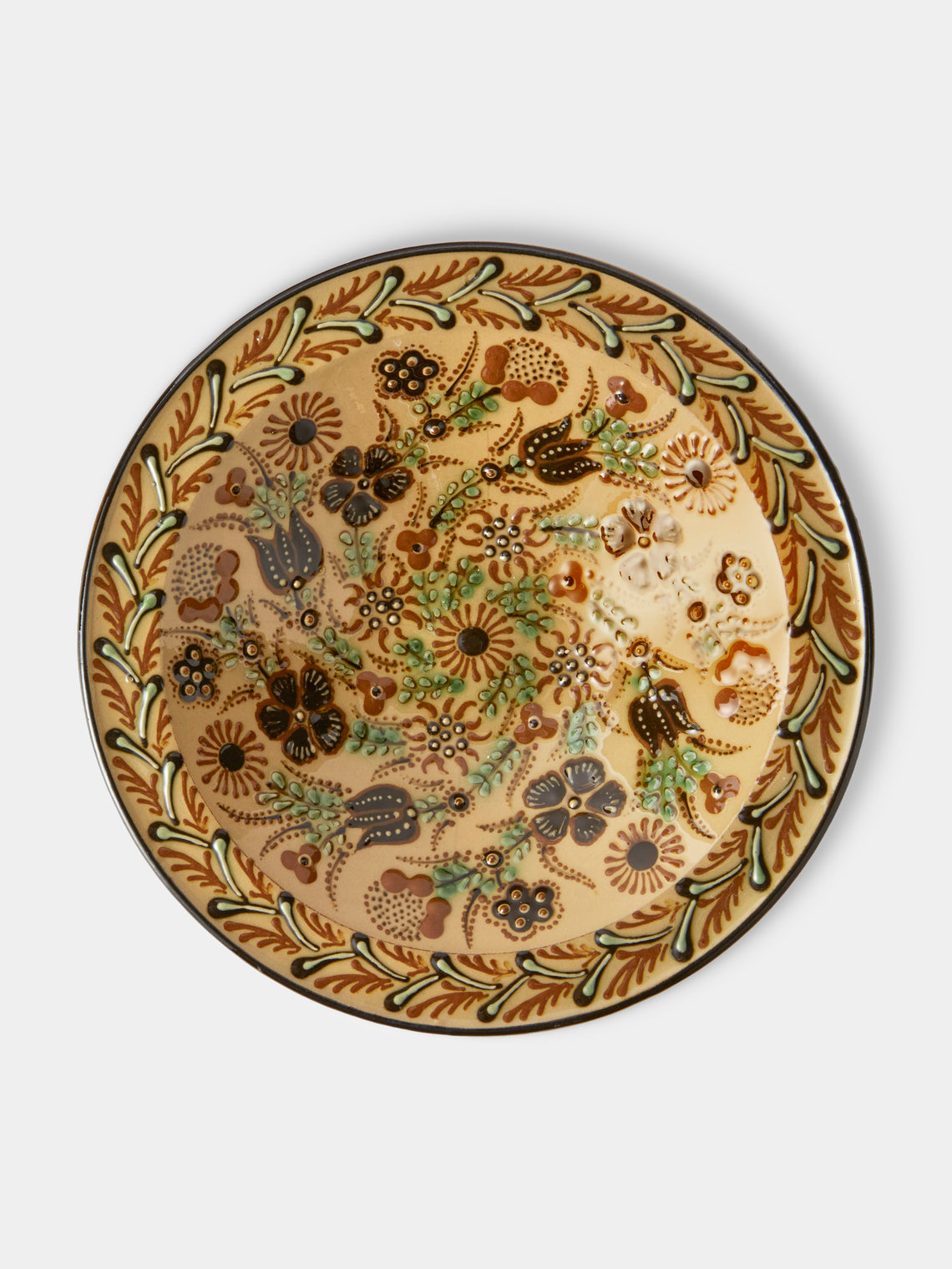 Poterie d’Évires - Flowers Hand-Painted Ceramic Small Serving Bowl - Cream - ABASK