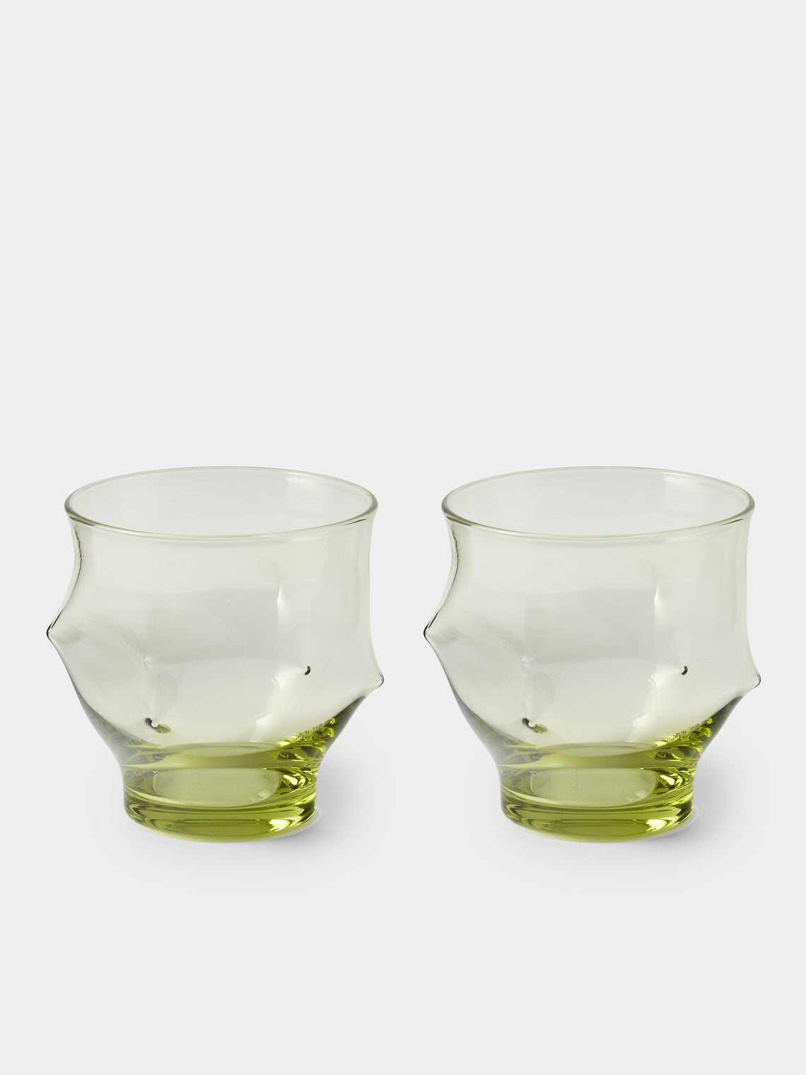 Nijima Glassworks - Hand-Blown Volcanic Glass Tumblers (Set of 2) - Green - ABASK 
