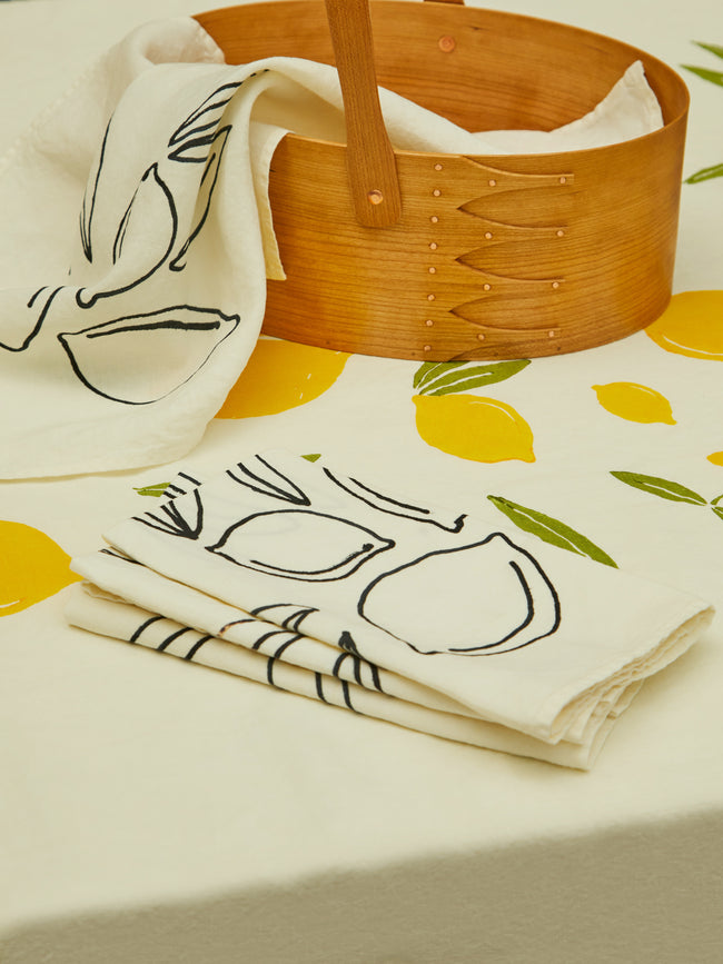 Stamperia Bertozzi - Lemons Hand-Painted Linen Napkins (Set of 4) -  - ABASK