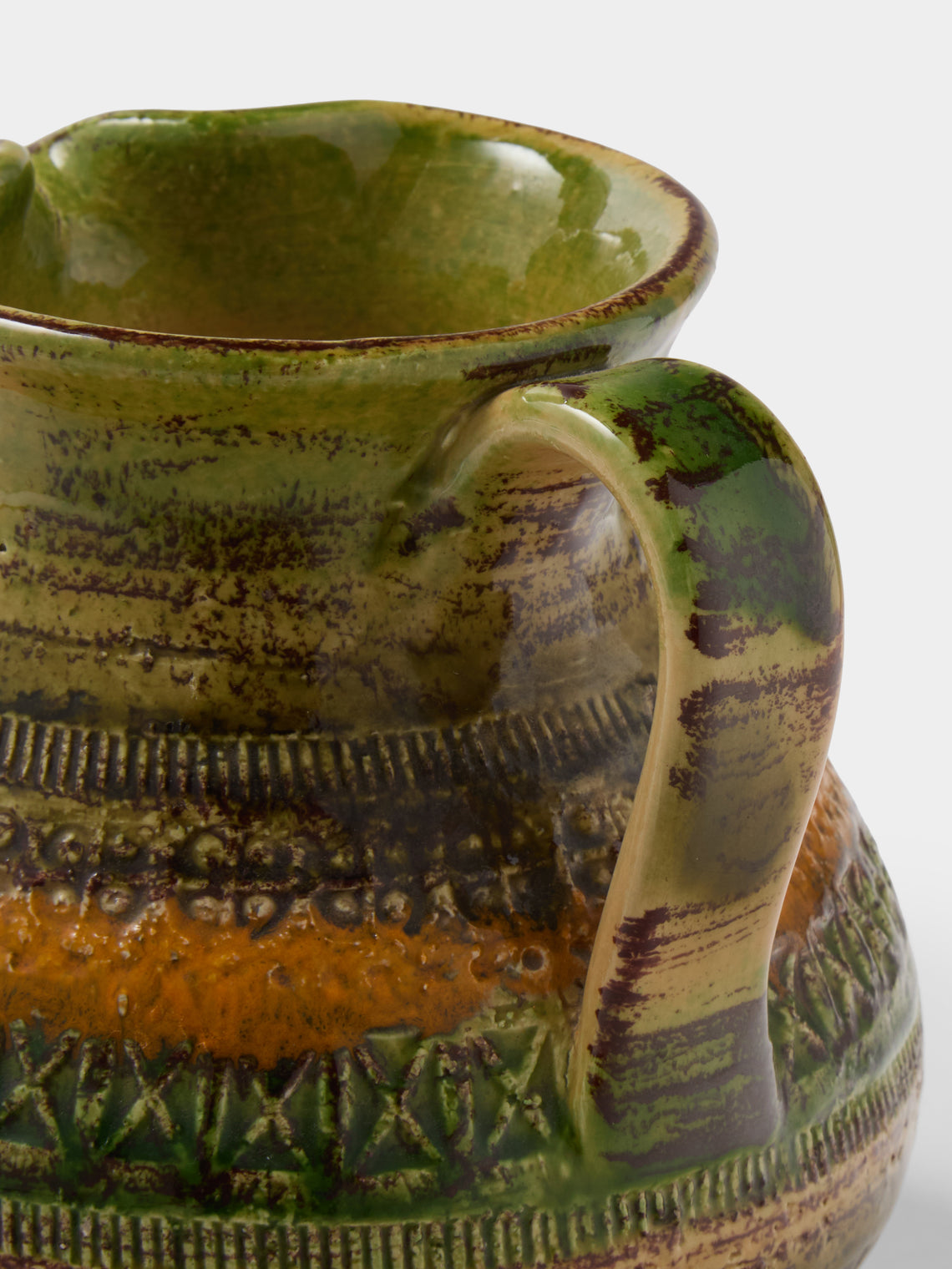 Antique and Vintage - 1960s Bitossi Sahara Ceramic Jug - Green - ABASK