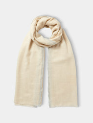 Me & K - Cashmere Border-Stripe Scarf - Ivory - ABASK - 