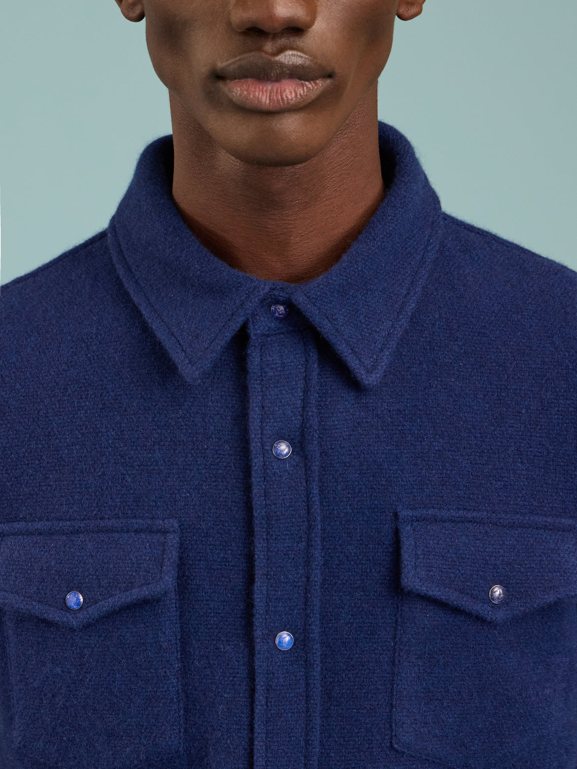 God's True Cashmere - Cashmere Shirt | Size: M - Navy - ABASK