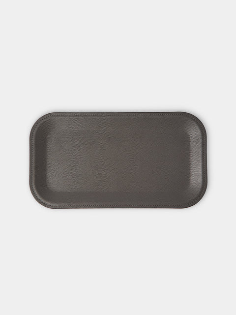 Pinetti - Victor Leather Trinket Tray (11.5in/29.5cm) - Dark Gray - ABASK - 