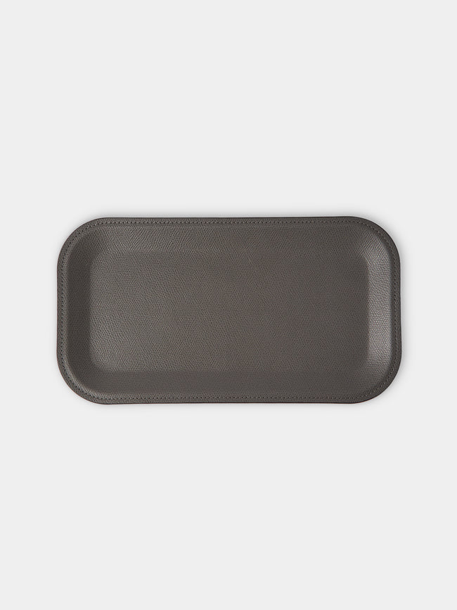 Pinetti - Victor Leather Trinket Tray (11.5in/29.5cm) - Dark Gray - ABASK - 