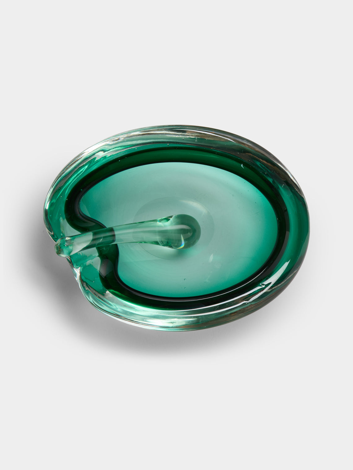 Antique and Vintage - Mid-Century Murano Glass Ashtray with Stopper - Green - ABASK