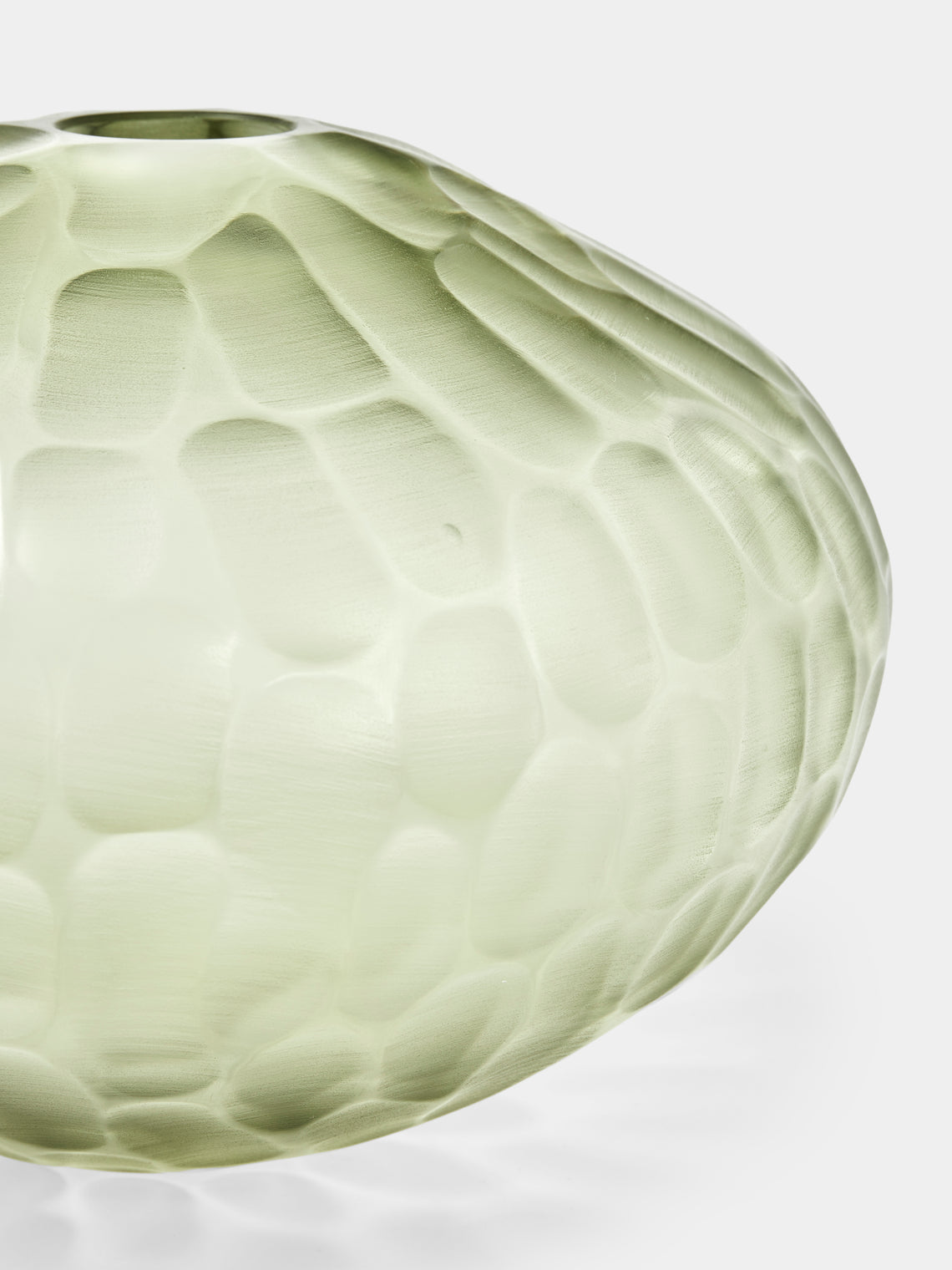 Micheluzzi Glass - Trottola Verdino Bamboo Hand-Blown Murano Glass Vase (10in/25cm) - Green - ABASK