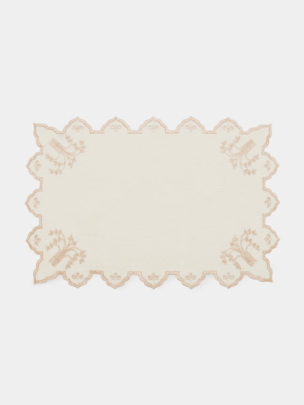 Borgo delle Tovaglie - Eden Embroidered Linen Placemats (Set of 4) - Natural - ABASK - 
