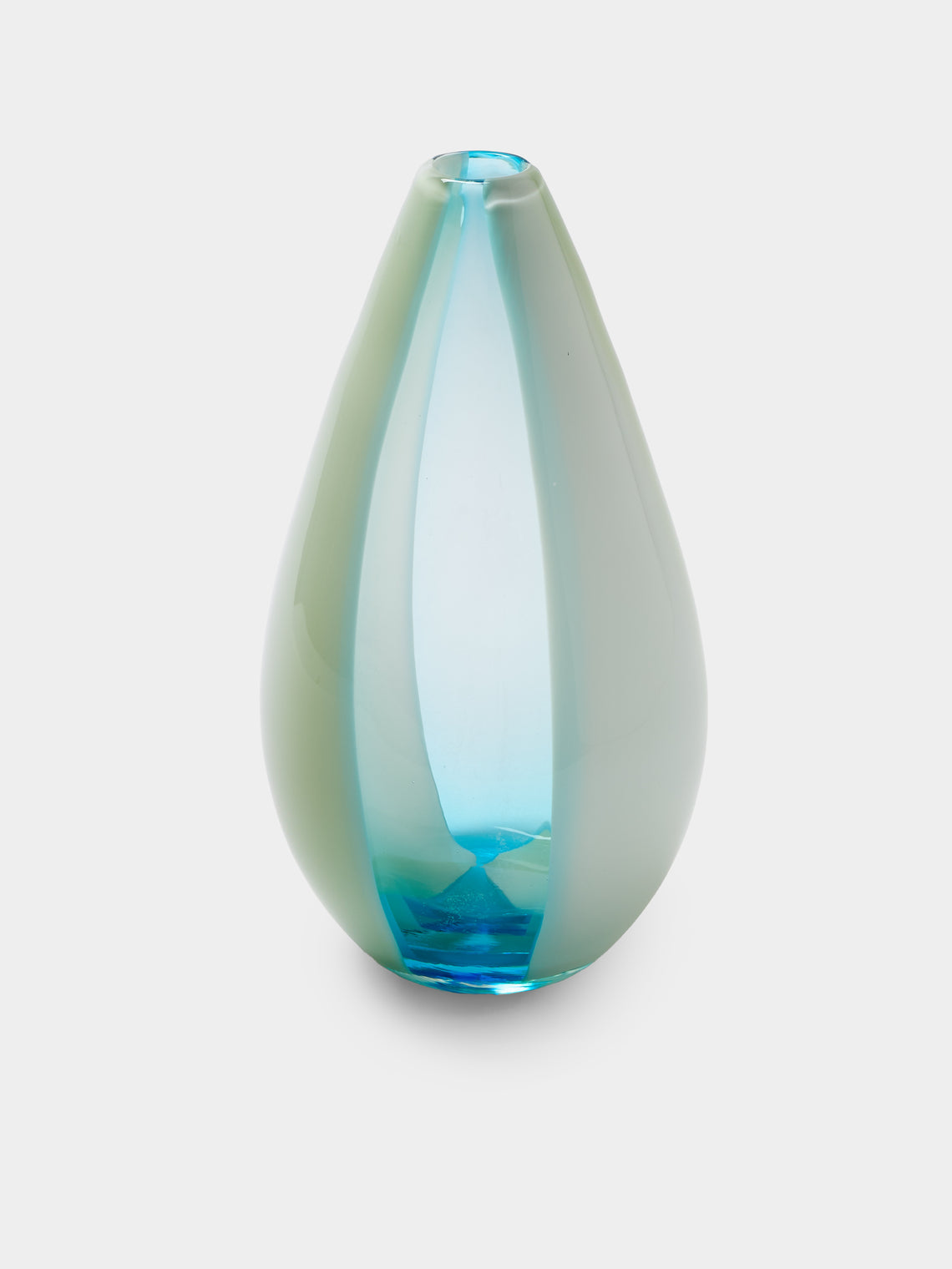 Antique and Vintage - 1970s Striped Murano Glass Vase (11.5in/29cm) - White - ABASK - 