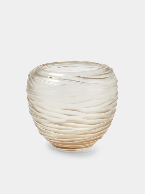 Micheluzzi Glass - Goccia Antico Onde Hand-Blown Murano Glass Vase (8in/21cm) - Yellow - ABASK - 