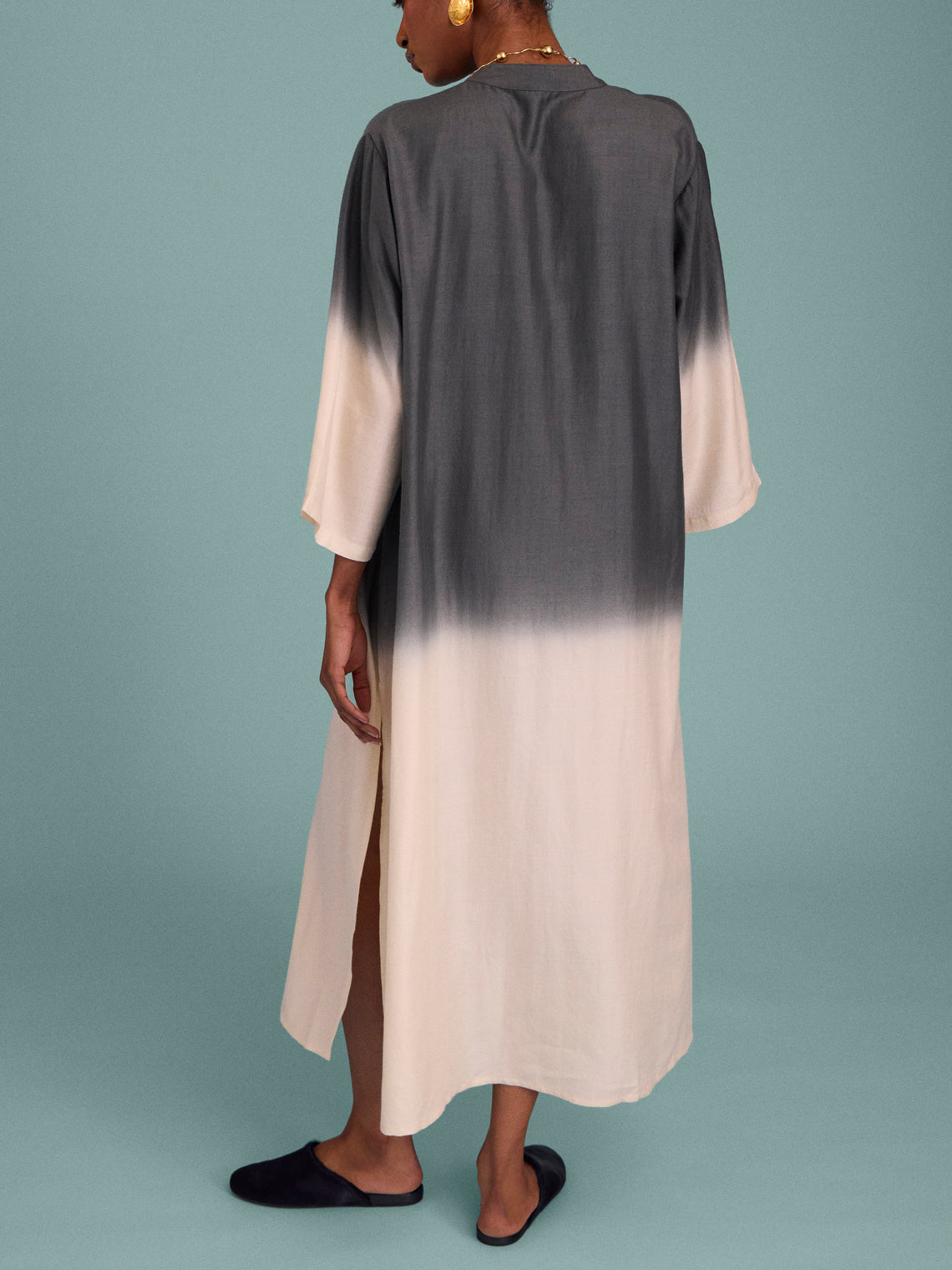 Me & K - Ombré Cashmere Kaftan | Size: S - Ivory - ABASK
