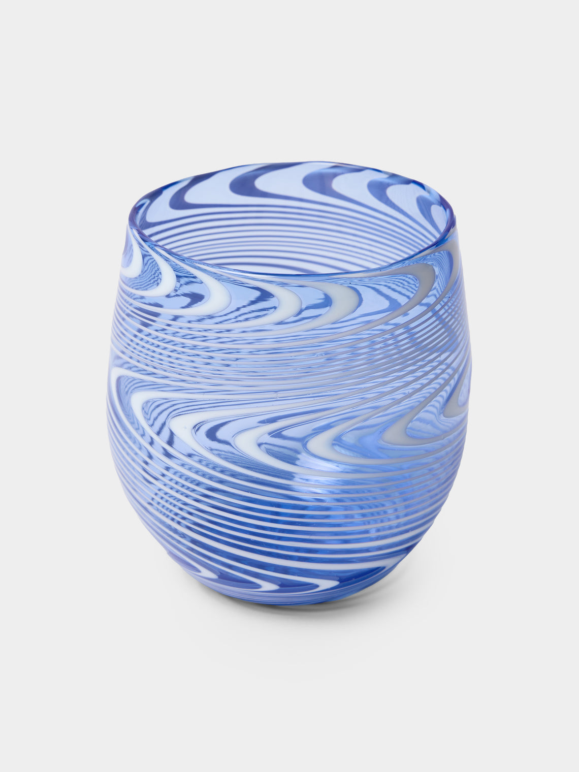 Cosima - Wave Hand-Blown Murano Glass Tumbler - Blue - ABASK - 