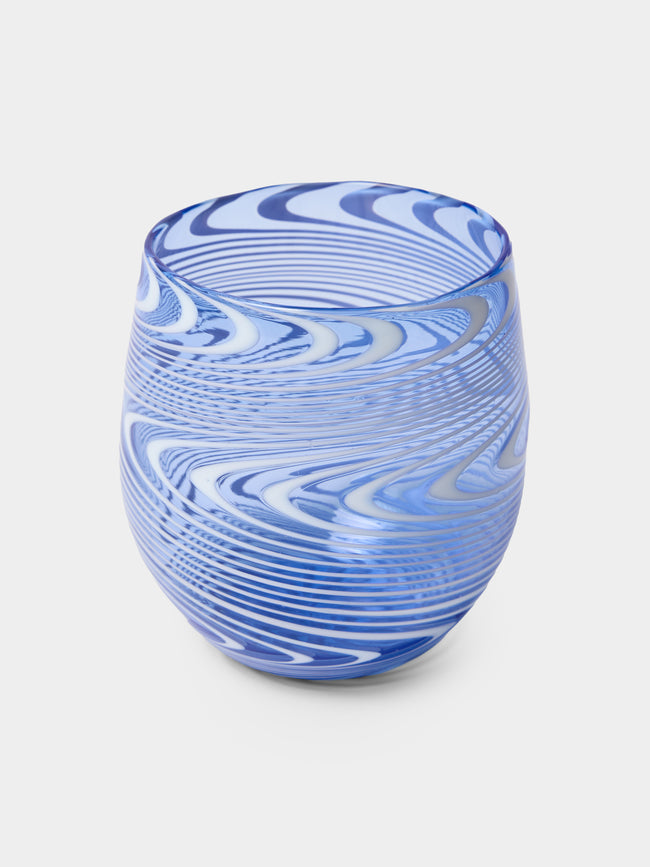Cosima - Wave Hand-Blown Murano Glass Tumbler - Blue - ABASK - 