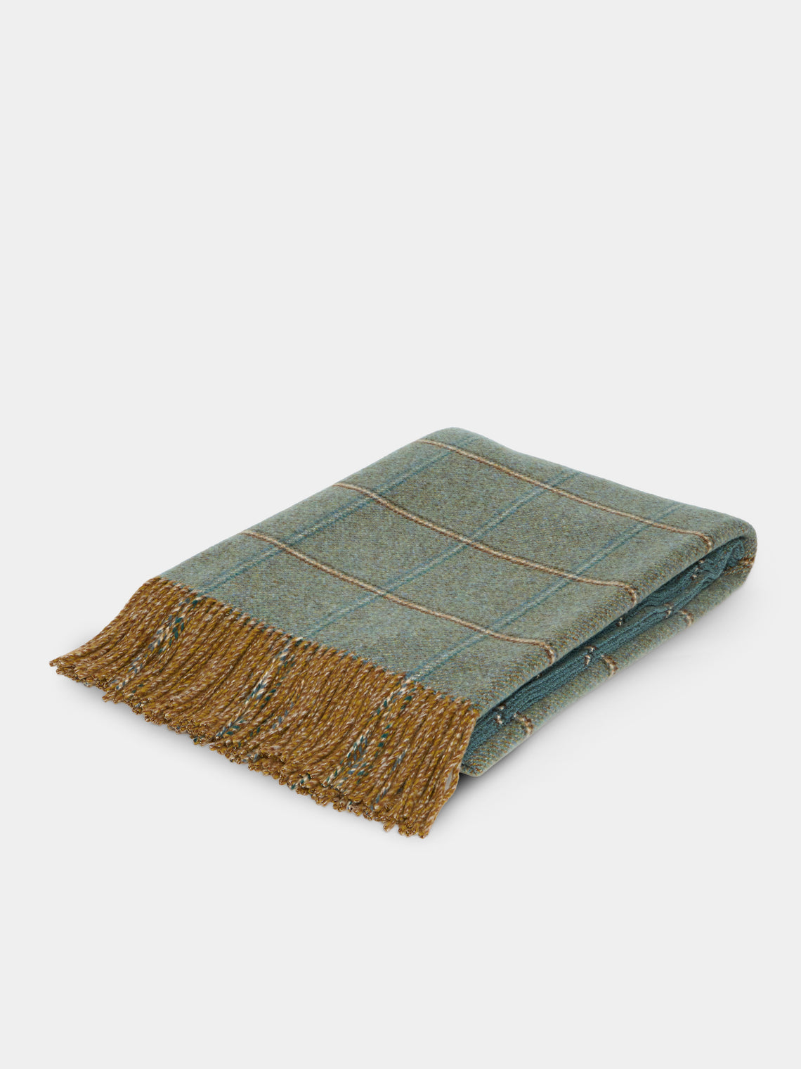Johnstons of Elgin - Tweed Wool Throw (75in/1.9m) - Green - ABASK