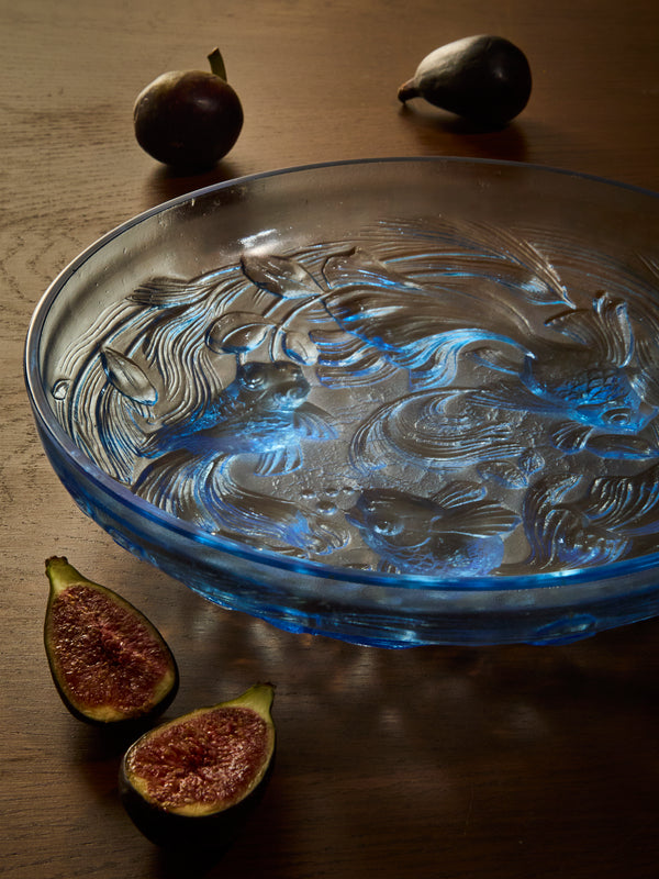 Antique and Vintage - 1930s Verlys Crystal Platter - Blue - ABASK