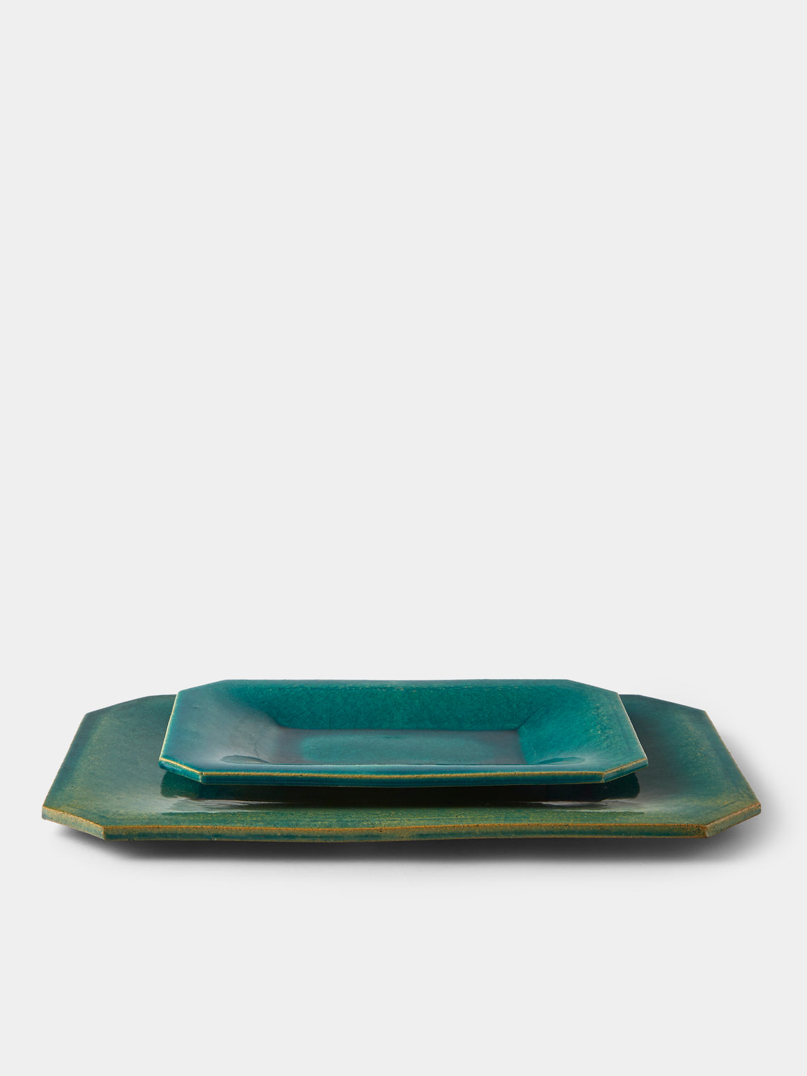 Antique and Vintage - 1940s Ceramic Platters (Set of 2) - Blue - ABASK