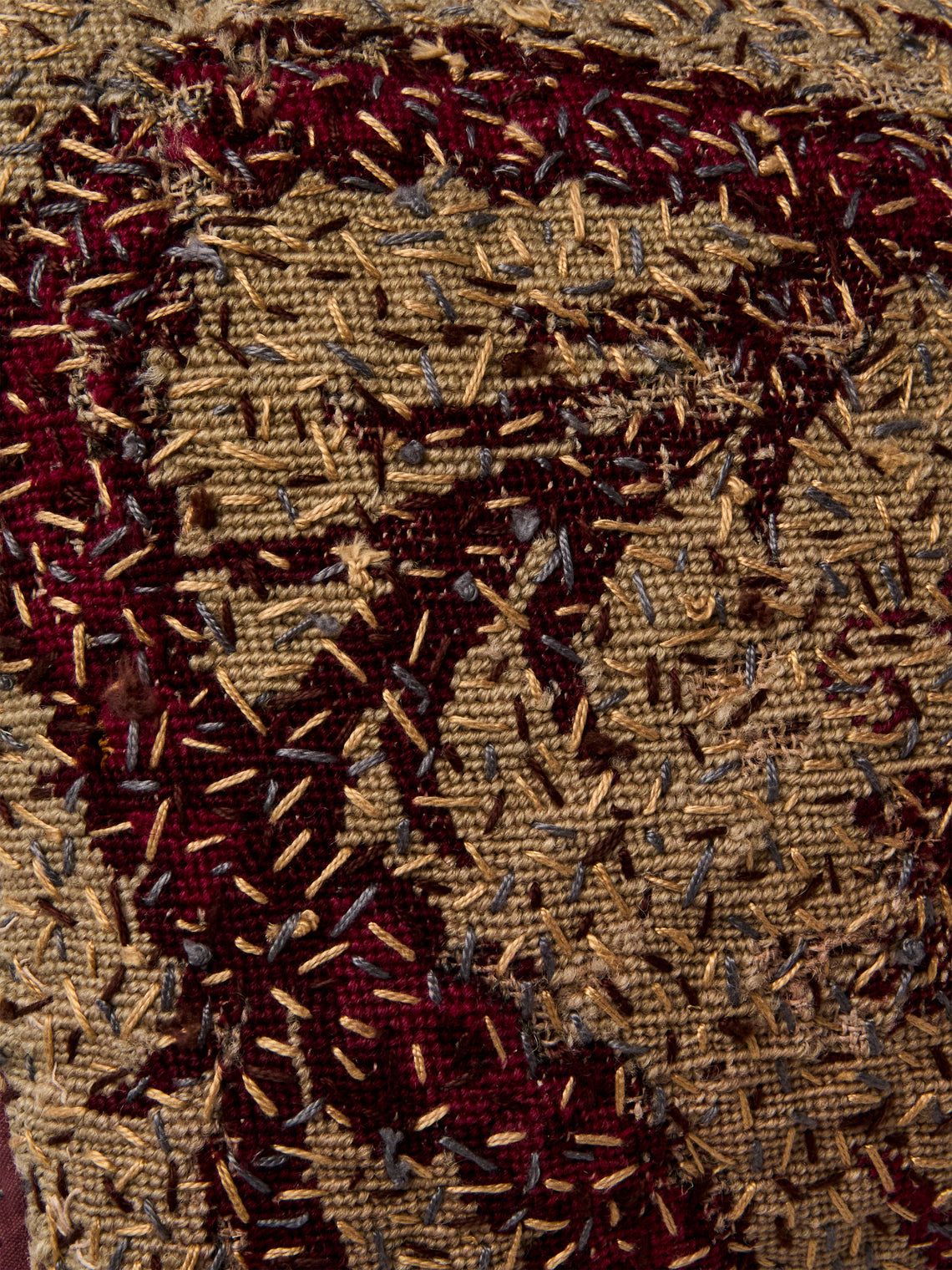 By Walid - 18th-Century Needlepoint Wool and Damask Cushion (21.5in/55cm) - White - ABASK