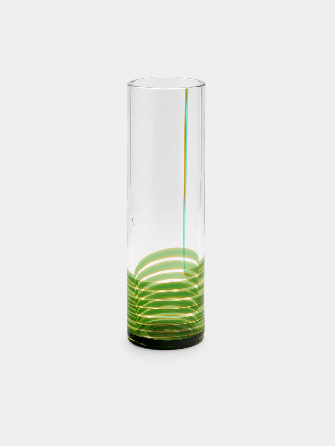 Antique and Vintage - 1980s Zuccheri for Venini Bifilo Murano Glass Tall Vase - Green - ABASK - 