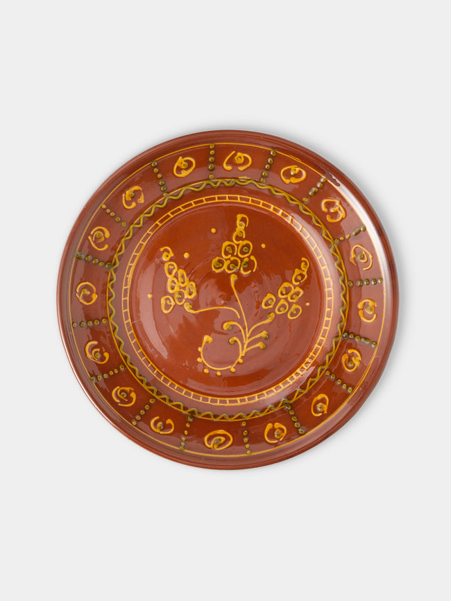 Poterie de Cliousclat - Hand-Painted Slipware Dinner Plates – 10in/25.5cm (Set of 4) - Brown - ABASK - 
