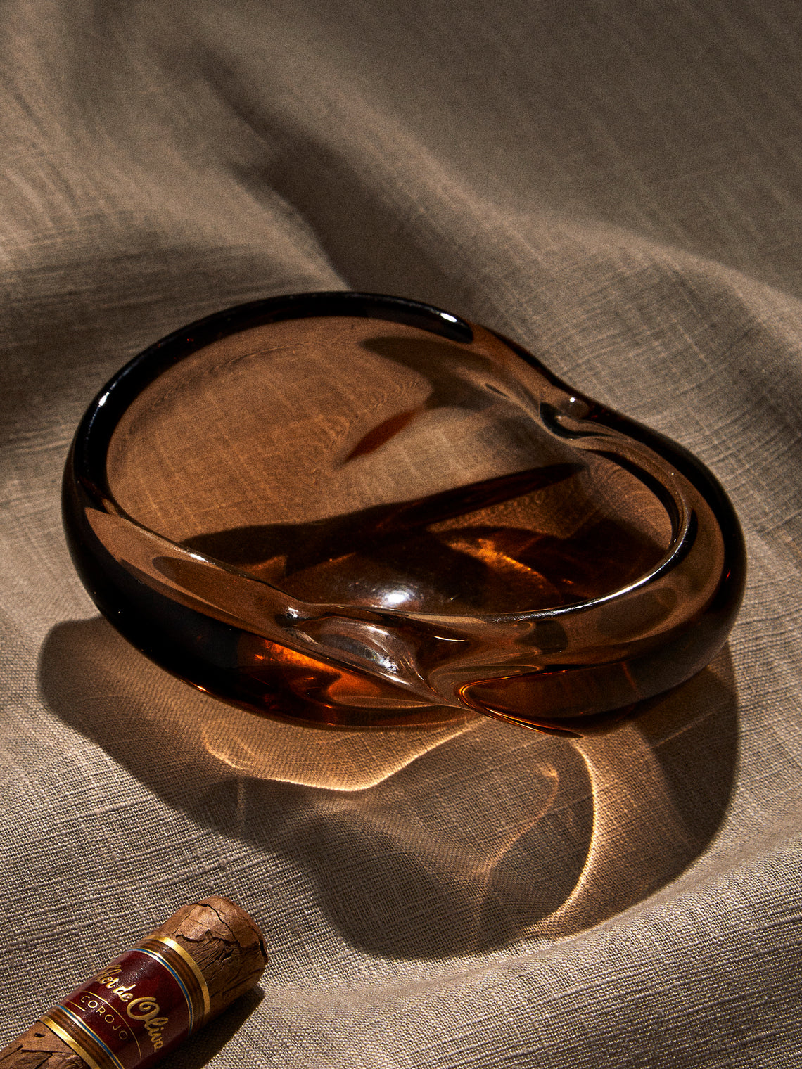 Antique and Vintage - Mid-Century Glass Ashtray - Brown - ABASK