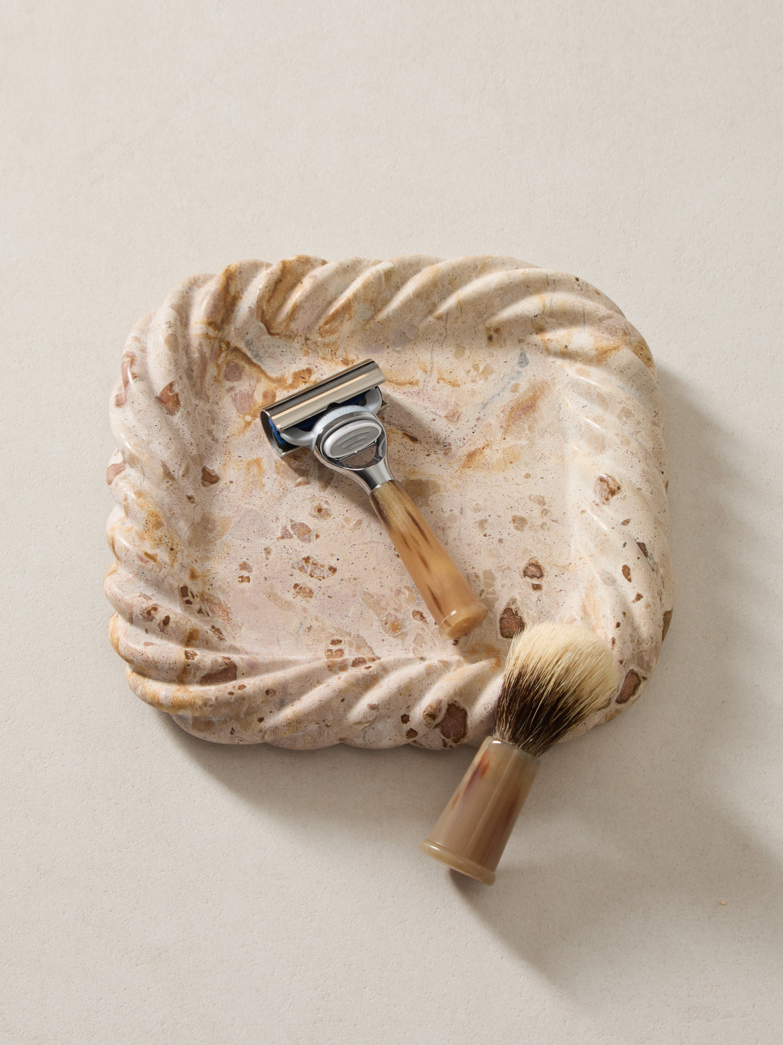 Anastasio Home - Sam Marble Tray (8in/20cm) - Beige - ABASK