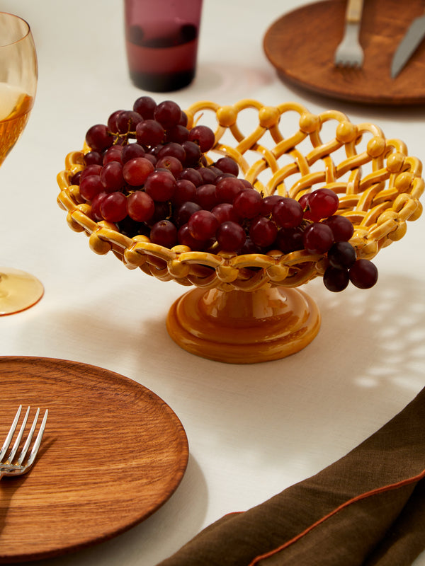 Maison Pichon Uzès - Hand-Glazed Ceramic Braided Low Raised Bowl -  - ABASK