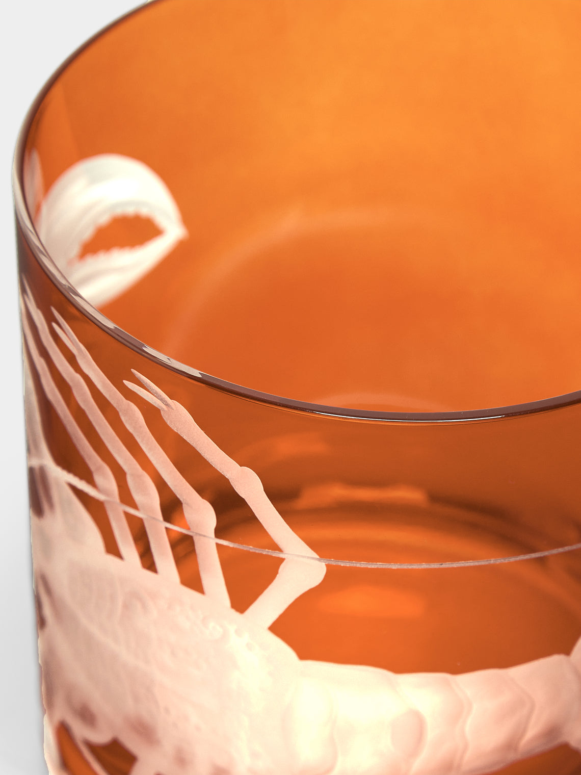 Artel - Lobster Hand-Engraved Crystal Double Old Fashioned Glass (12.5oz/365ml) - Orange - ABASK