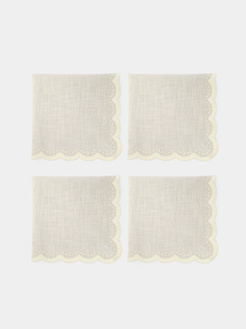HMA | Blank Space - Bluebell Embroidered Linen Napkins (Set of 4) - Natural - ABASK