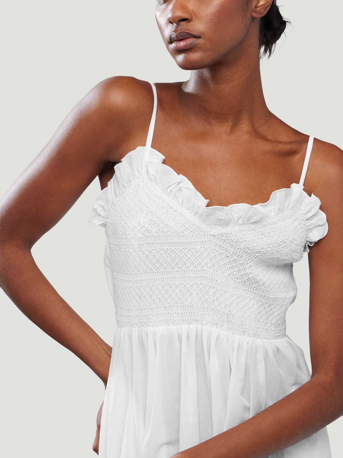 Loretta Caponi - Bianca Embroidered Cotton Dress - White - ABASK