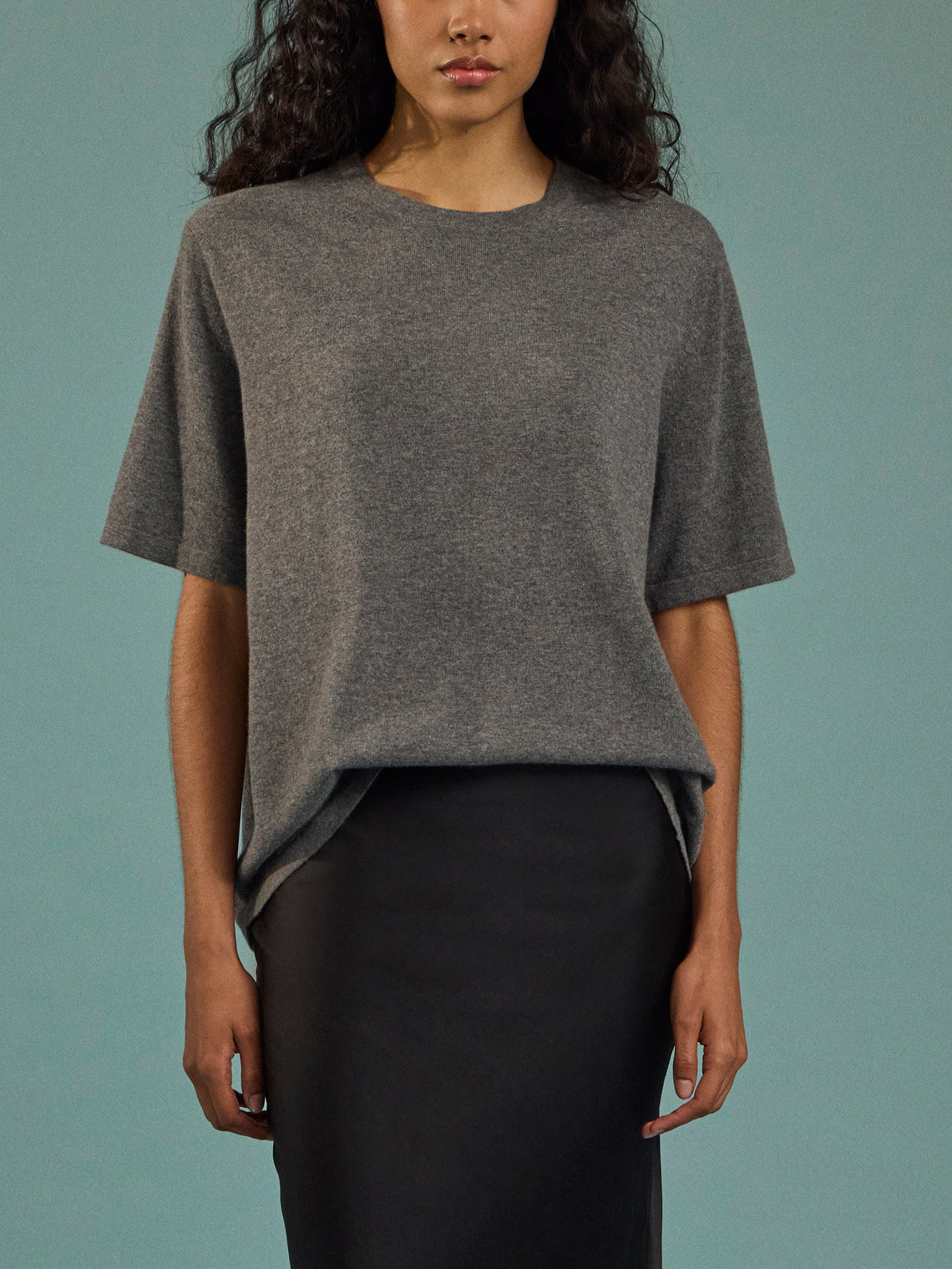 Arch4 - Golden Baby Goat Cashmere Oversized T-Shirt | Size: S - Gray - ABASK