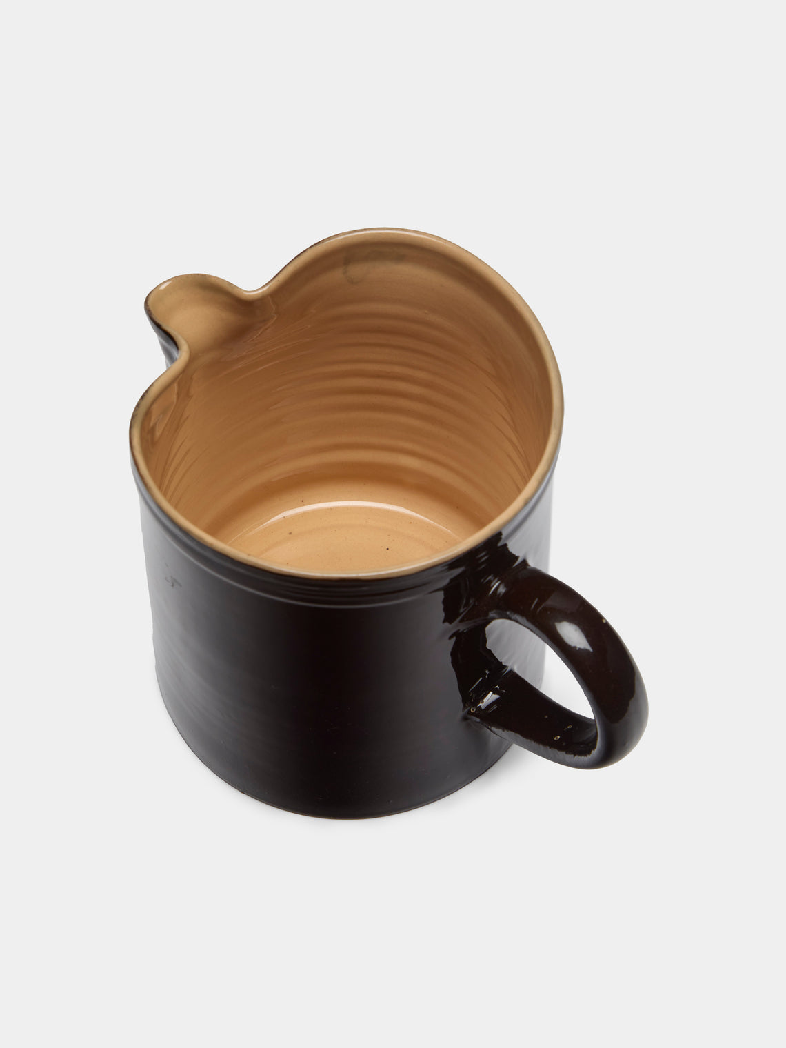 Poterie d’Évires - Flowers Hand-Painted Ceramic Straight-Edge Jug (70.5oz/2L) - Dark brown - ABASK