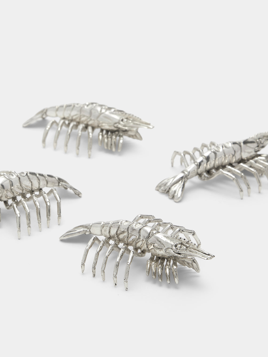Objet Luxe - Shrimp Silver-Plated Chopstick Rests (Set of 4) - Silver - ABASK