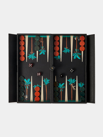 Alexandra Llewellyn - On Safari: Monkey Leather Travel Backgammon Set - Black - ABASK - 