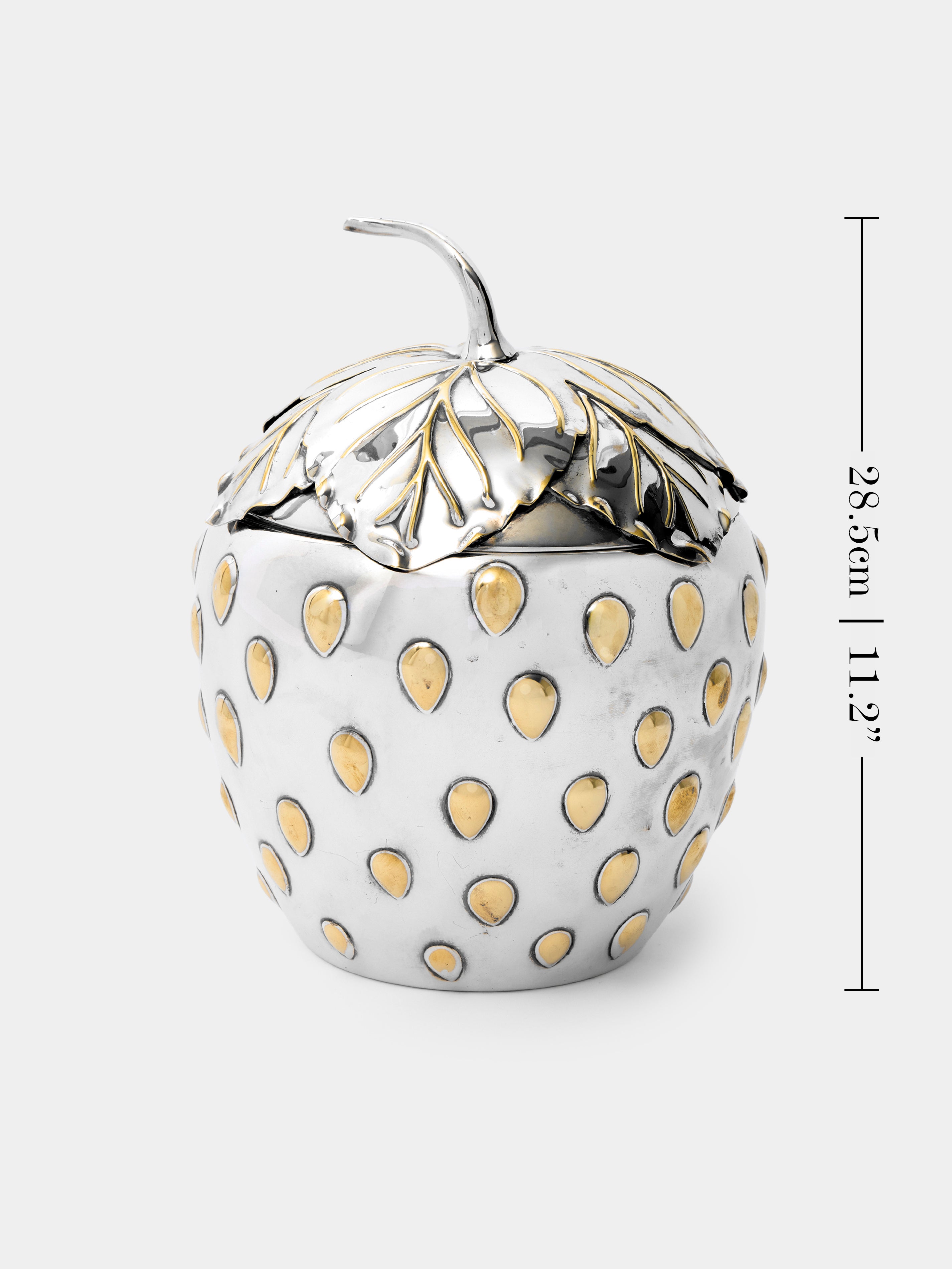 イタリア製　手描きの鉢カバー（SELECTED by NBC） Silver 1970s Silver-Plated Teghini Firenze Strawberry Ice Bucket