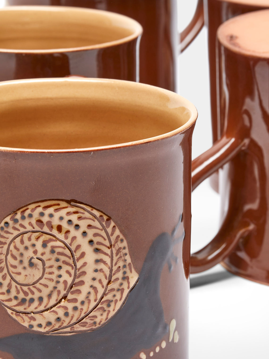 Poterie d’Évires - Animals Hand-Painted Ceramic Mugs (Set of 6) - Light brown - ABASK