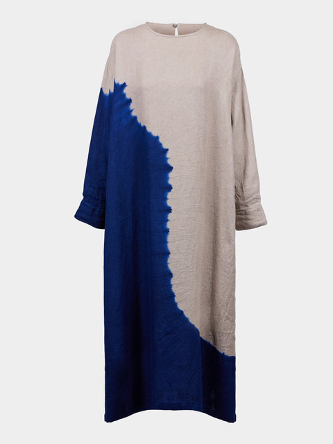 Suzusan - Shibori Linen Wide Dress - Navy - ABASK - 