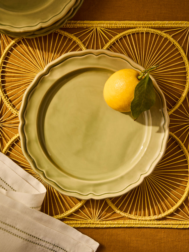 Maison Pichon Uzès - Provence Hand-Glazed Ceramic Dinner Plates – 11in/28cm (Set of 4) - Green - ABASK