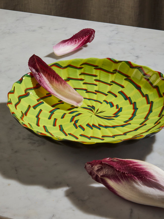 Antique and Vintage - 1981 Venini Calabash Glass Dish - Yellow - ABASK