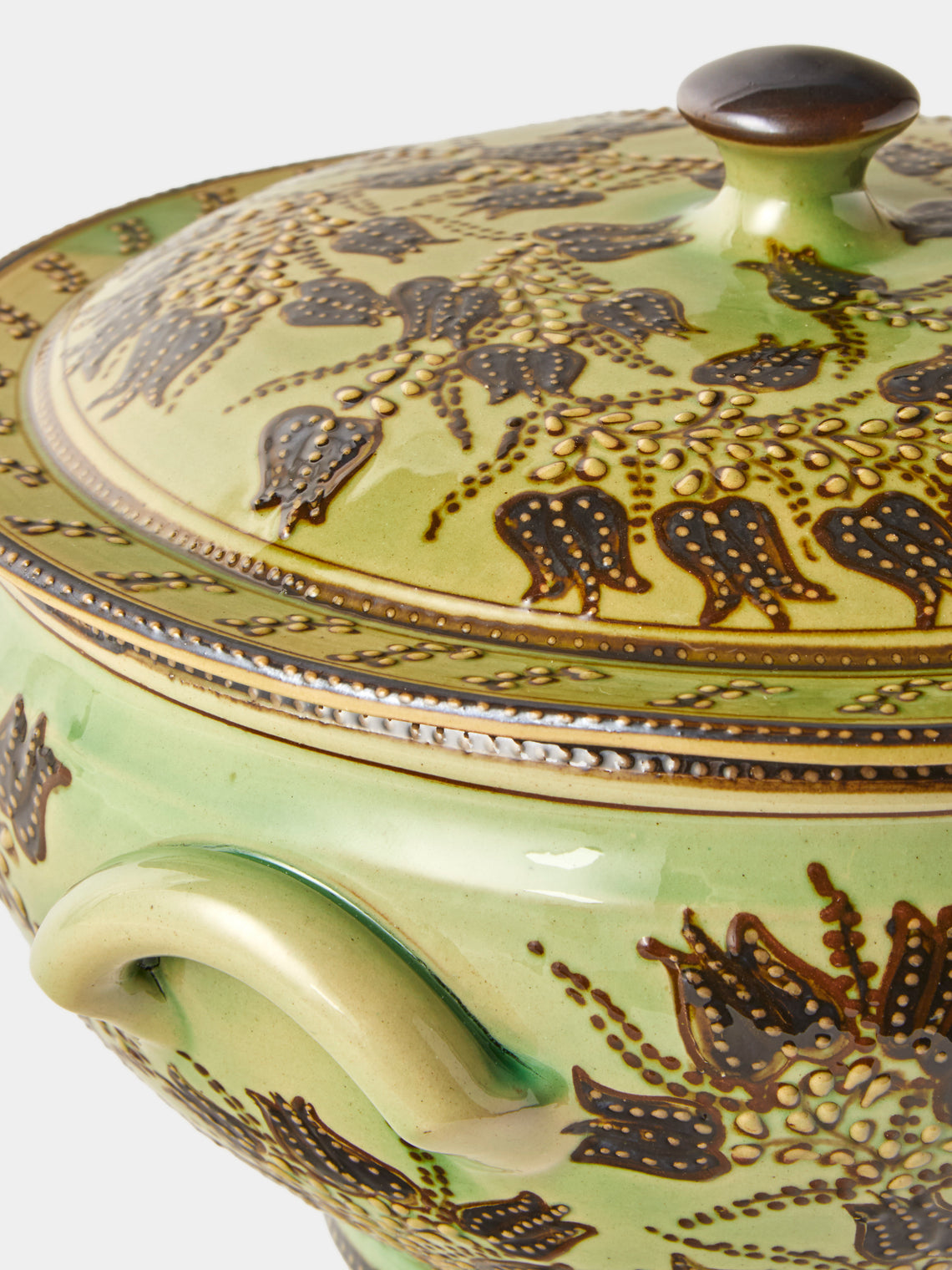 Poterie d’Évires - Flowers Hand-Painted Ceramic Soup Tureen - Green - ABASK