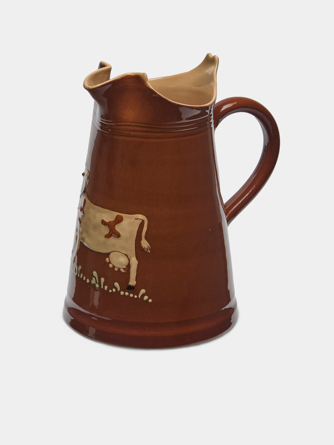 Poterie d’Évires - Cows Hand-Painted Ceramic Large Milk Jug - Light brown - ABASK - 