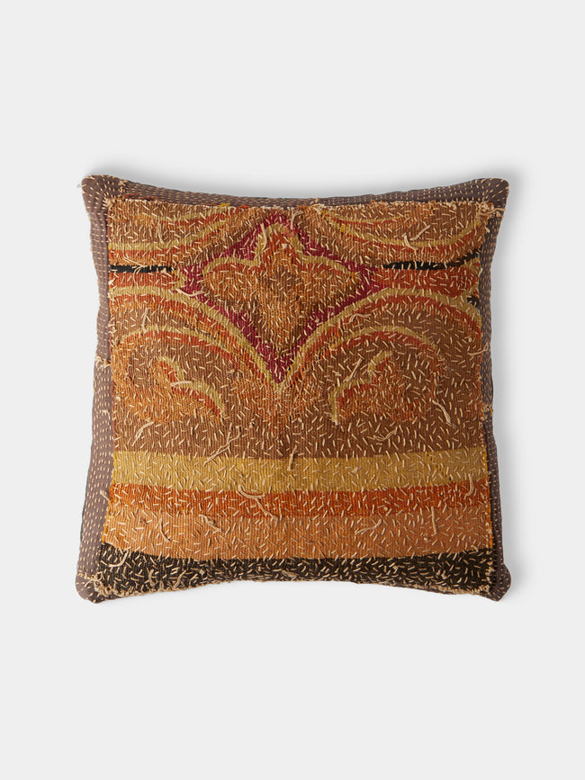 By Walid - 19th-Century Napoleon III Aubusson Tapestry Linen and Cotton Cushion (15.5in/40cm) - Multiple - ABASK - 