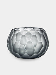 Micheluzzi Glass - Bocia Acciaio Bamboo Hand-Blown Murano Glass Vase (6in/15cm) - Clear - ABASK - 