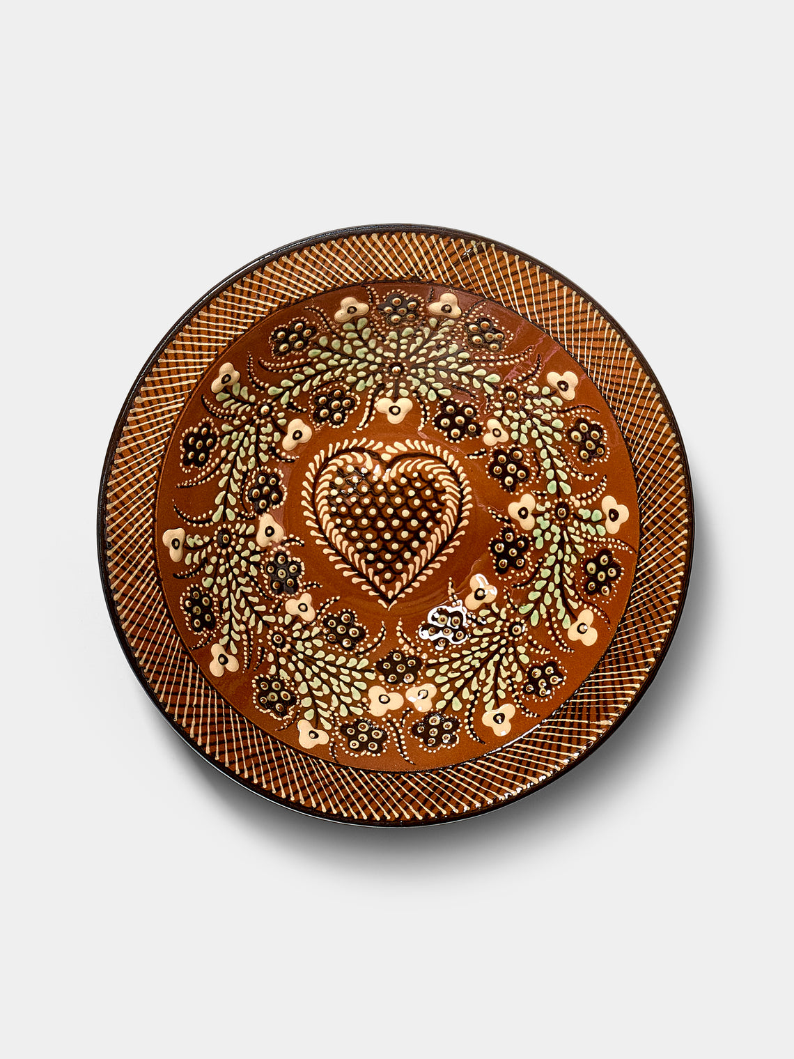 Poterie d’Évires - Hearts Hand-Painted Ceramic Serving Bowl - Light brown - ABASK - 