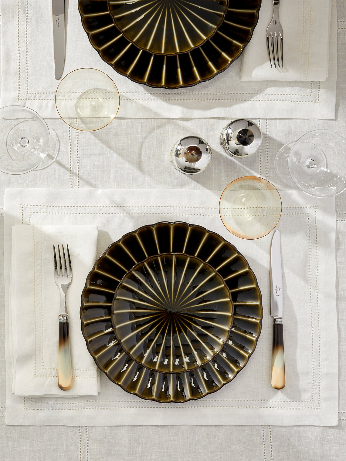 Volga Linen - Double Hem-Stitch Linen Placemats (Set of 6) - Ivory - ABASK