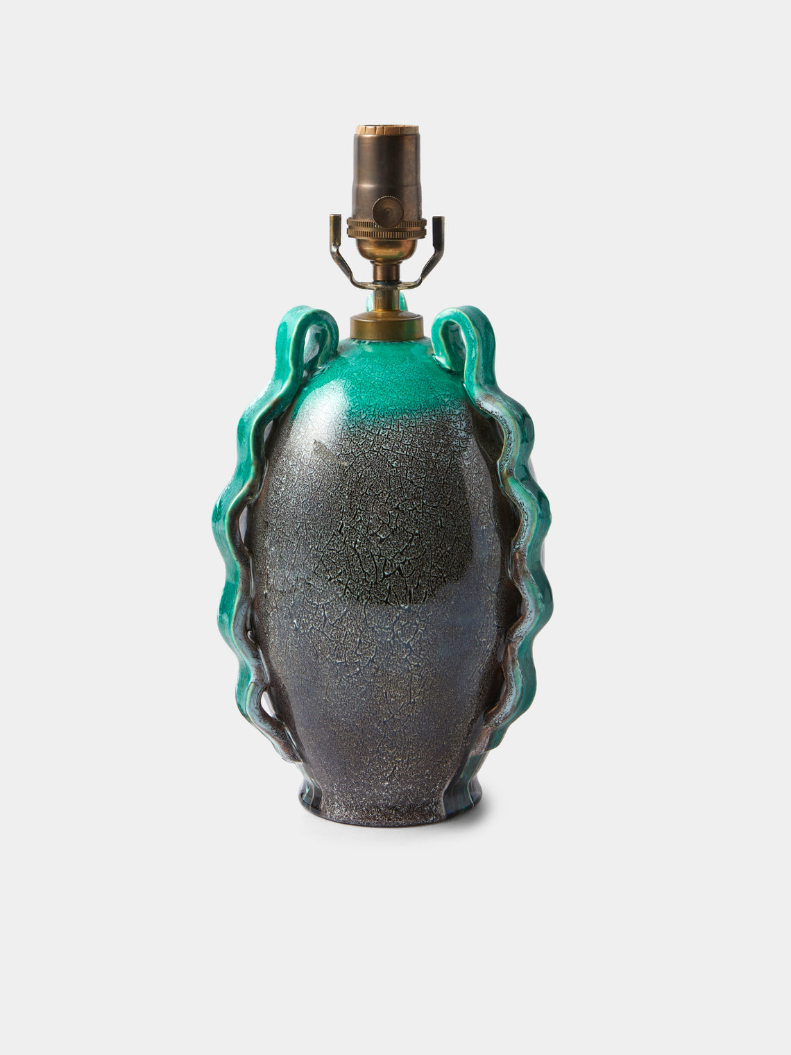 Antique and Vintage - Mid-Century Accolay Ceramic Table Lamp - Blue - ABASK - 