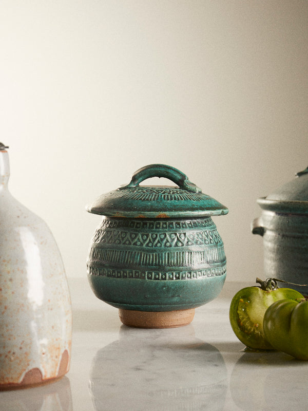 Matthew Foster - Ceramic Patterned Lidded Jar - Green - ABASK