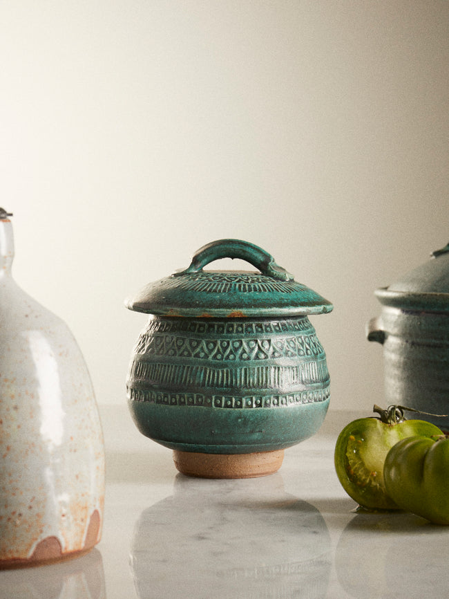 Matthew Foster - Ceramic Patterned Lidded Jar - Green - ABASK