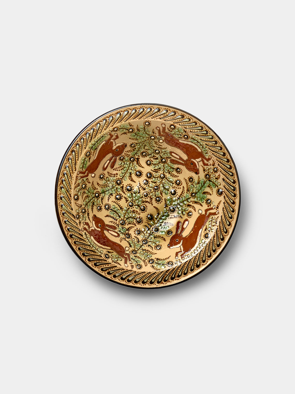 Poterie d’Évires - Rabbits Hand-Painted Ceramic Small Serving Bowl - Cream - ABASK - 